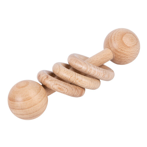 Wood Baby Rattle Teether Toy Solid Beech Early 2