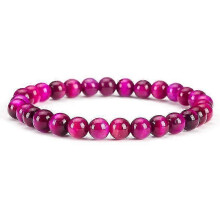 (Rose Red Tigereye)6Mm Natural Crystal Stone Beaded Bracelet Elastic String Tigereye Agate Bracelet Female Accessories