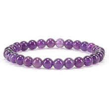 (Amethyst)6Mm Natural Crystal Stone Beaded Bracelet Elastic String Tigereye Agate Bracelet Female Accessories
