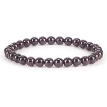 (Garnet)6Mm Natural Crystal Stone Beaded Bracelet Elastic String Tigereye Agate Bracelet Female Accessories