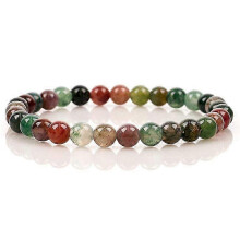 (Indian Agate)6Mm Natural Crystal Stone Beaded Bracelet Elastic String Tigereye Agate Bracelet Female Accessories