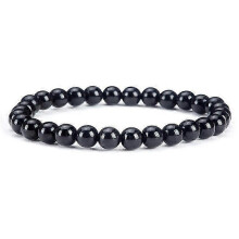 (Black Agate)6Mm Natural Crystal Stone Beaded Bracelet Elastic String Tigereye Agate Bracelet Female Accessories