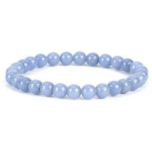 (Aquamarine)6Mm Natural Crystal Stone Beaded Bracelet Elastic String Tigereye Agate Bracelet Female Accessories