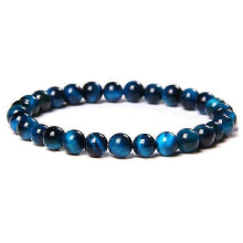 (Blue Tigereye)6Mm Natural Crystal Stone Beaded Bracelet Elastic String Tigereye Agate Bracelet Female Accessories