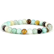 (Amazon Stone 1)6Mm Natural Crystal Stone Beaded Bracelet Elastic String Tigereye Agate Bracelet Female Accessories