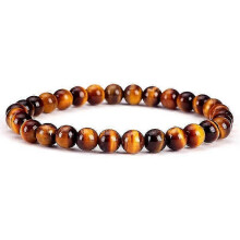 (Yellow Tiger Eye)6Mm Natural Crystal Stone Beaded Bracelet Elastic String Tigereye Agate Bracelet Female Accessories