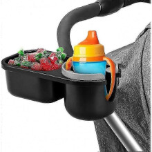 (Gray)Stroller Snack Holder, Universal Stroller Accessories with Stroller Cup Holder and Stroller Tray to Hold Snack Cups