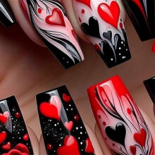 (Jelly Glue Style)New Internet Celebrity Ins Style Valentine's Day Heart And Rose Design Nail Beauty Wear Armor