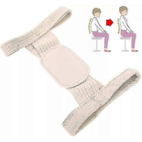 (xs,Khaki)Betterbody Back Correction Orthosis, Relief Shoulder Support Adjustable Back Str