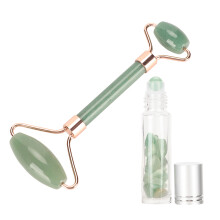 Jadestone Gesichtsroller gegen Falten, Lymphatischer Drainage, Facelifting-Roller mit ätherischer Ölflasche, grün