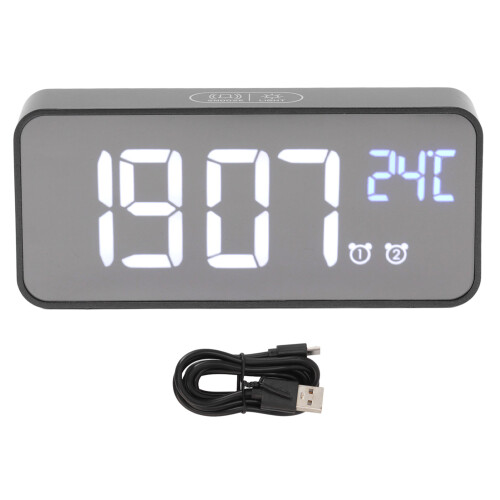LED-Spiegel-Wecker 1200mAh großes Display ABS 1