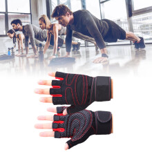 Rote Handschuhe Größe M rutschfest fingerlose mit Handgelenkbandage