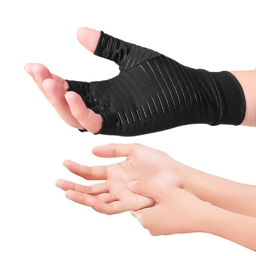 Kupfer-Kompressions-Arthritis-Handschuhe 30 g Schwarz S 2