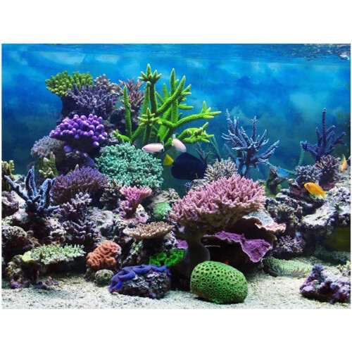 PVC Material Underwater Coral Backdrop Wall Decor 122x50cm Blue 2