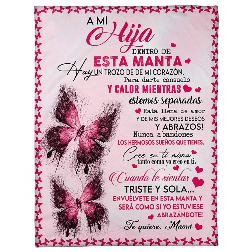 (12, 75x90CM30x35inch) A mi Nieta/Nieto Air Mail Print Thin Fleece Blanket Loving Gift for Granddaughter/Grandson Sofa Nap Soft Warm Blankets-image-OPC-PJGX7Z9-NEW