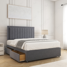 (Steel, 4ft Small Double) Zarah Divan Bed with Mattress, Storage Drawers & 26-inch Headboard Plush Velvet Upholstered Platform Bed Base