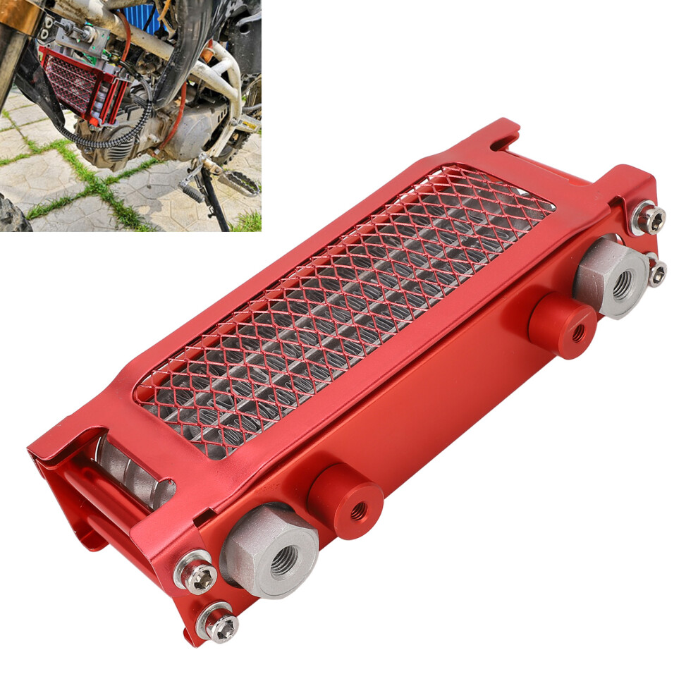 Aluminum Motorcycle Oil Cooler Kit 4 Rows For 50Cc-110Cc Engines Red 4611338250515