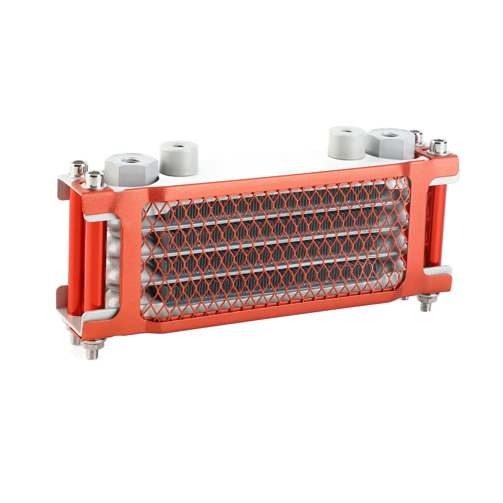 Aluminum 4-Row Motorcycle Oil Cooler Kit For 50Cc-150Cc Dirt Bikes Red 8731338250523