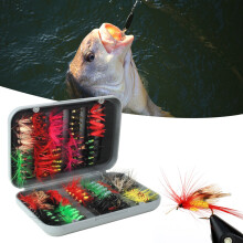 Fly Fishing Flies 100pcs Kit Dry & Wet Flies Included Fly Box for Trout & Bass