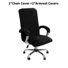 (Black, XL) Solid Color Office Computer Chair Covers Dustproof Wear Protector Resistant