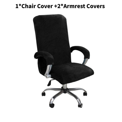 (Black, XL) Solid Color Office Computer Chair Covers Dustproof Wear Protector Resistant
