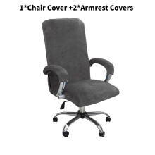 (Dark Gray, XL) Solid Color Office Computer Chair Covers Dustproof Wear Protector Resistant
