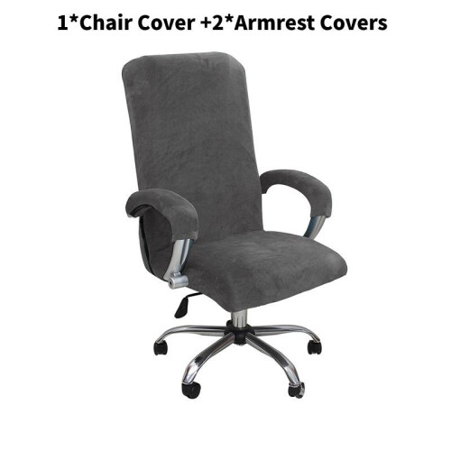 (Dark Gray, XL) Solid Color Office Computer Chair Covers Dustproof Wear Protector Resistant