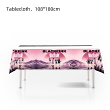 (Tablecloth) Birthday Blackpink Themed Party Decoration Supplies Banner Cutlery Balloon Set