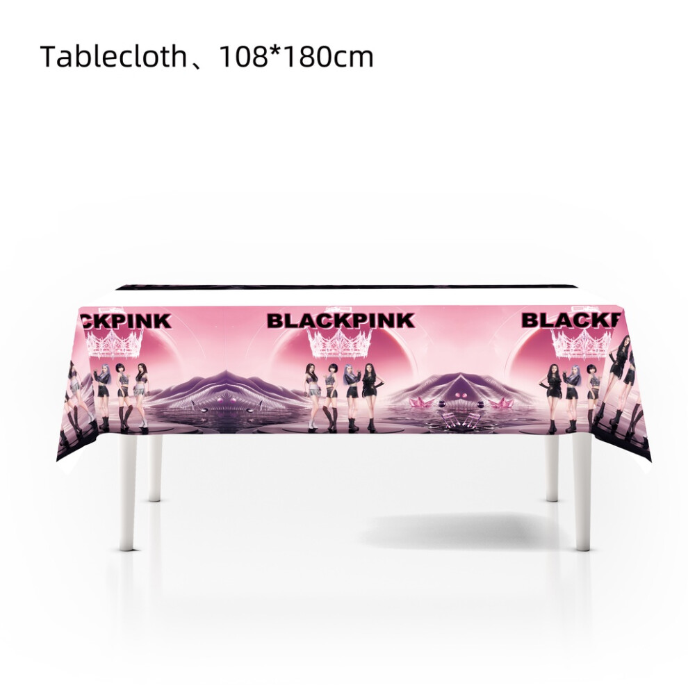 (Tablecloth) Birthday Blackpink Themed Party Decoration Supplies Banner Cutlery Balloon Set