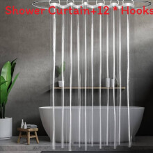 (Transparent, 180 CM x 200 CM) Waterproof Peva Heavyweight Bath Curtain Modern Minimalist Decor Style Bathroom