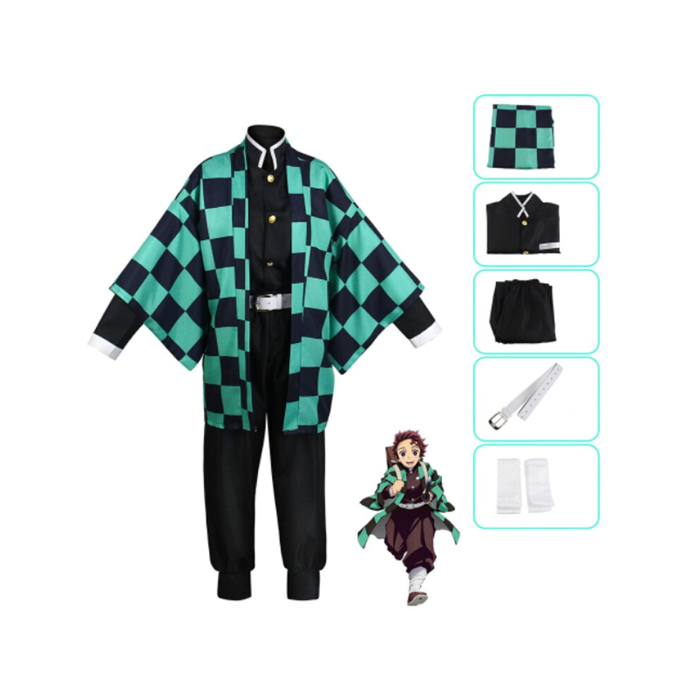 (Kamado Tanjirou Suit, 150cm) Kimetsu Slayer Demon No Yaiba Kamado Nezuko Kids Cosplay Kimono Robes Costume