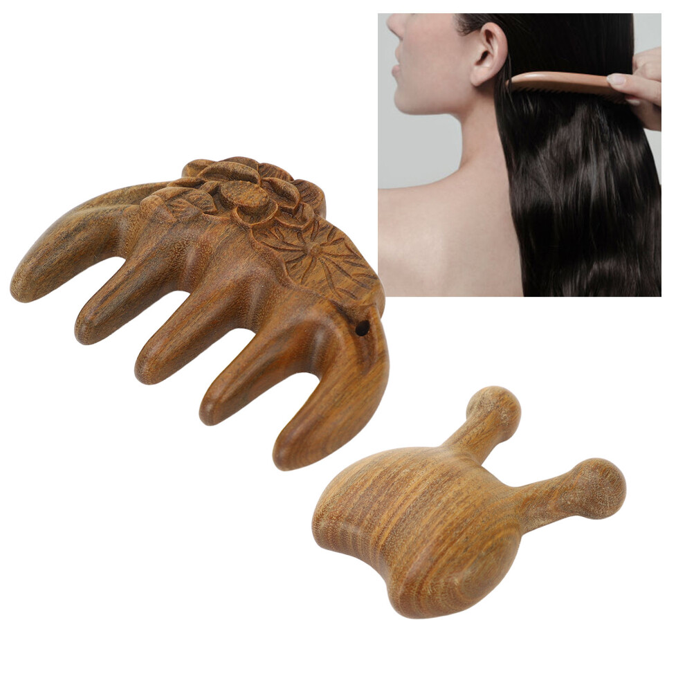Unisex Sandalwood Y-Shape Hair & Scalp Massager Comb With Nose Scraper