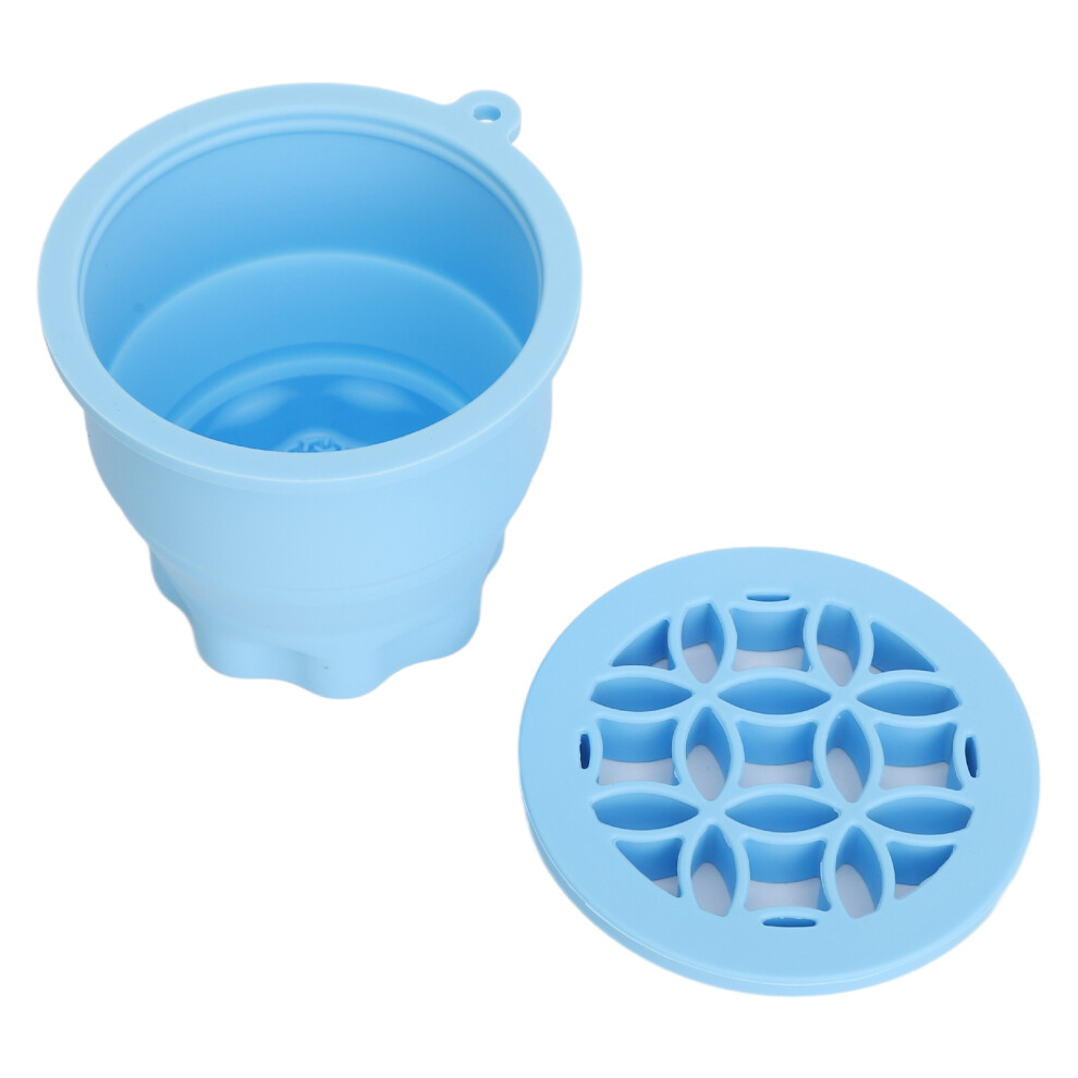 Blue 2-In-1 Silicone Makeup Brush Cleaning Mat & Drying Rack