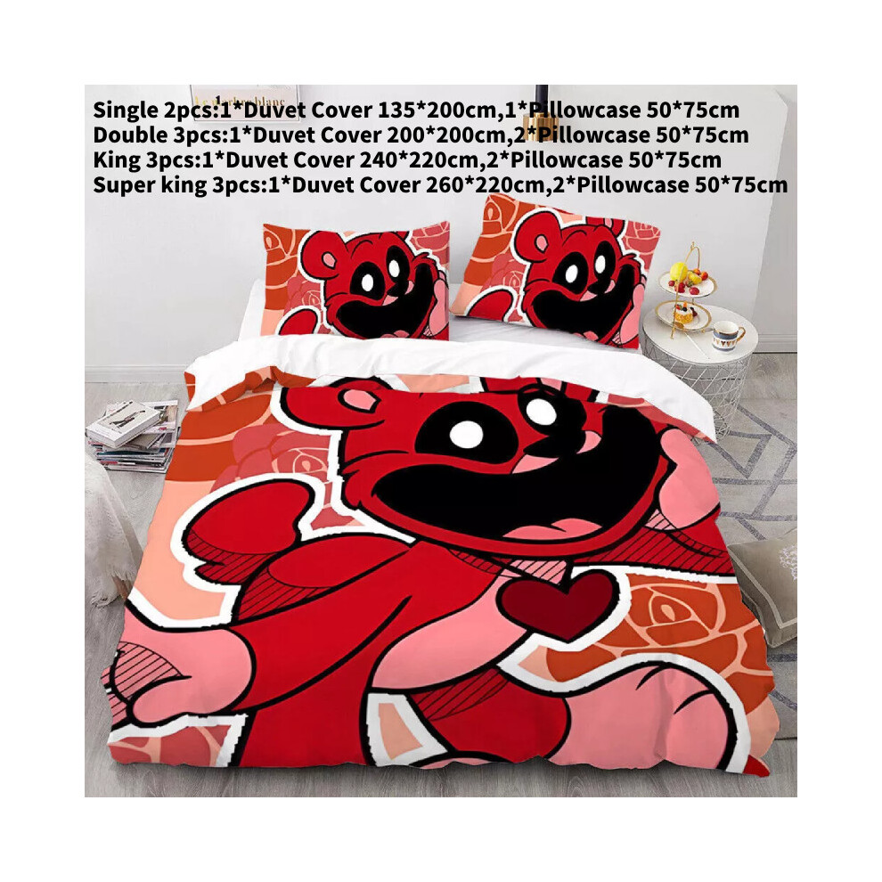 (Style 6,Single)Parure de lit housse de couette taie d'oreiller simple double king housse de couette Souriant Critters cadeau