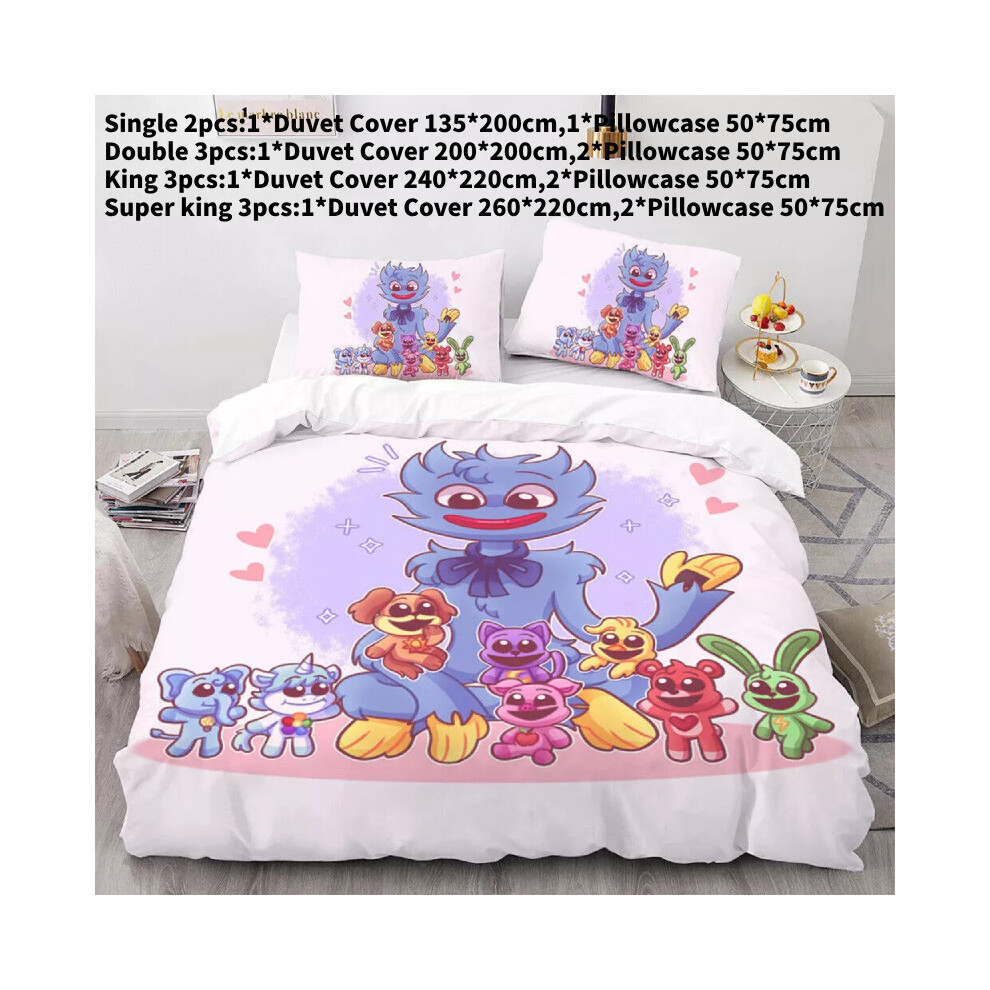 (Style 9,Single)Parure de lit housse de couette taie d'oreiller simple double king housse de couette Souriant Critters cadeau