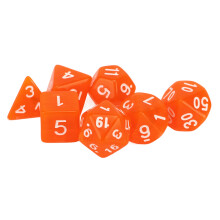 7 Stück Acryl polyedrisches Würfelset, transparent oranges Mini-Polyedermünzen für Brettspiele