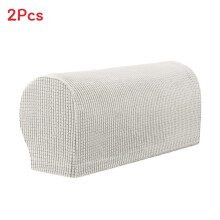 (Ivory White) Covers Armrest 2pcs Stretch Set Chair Sofa Arm Protectors Couch Removable Cover
