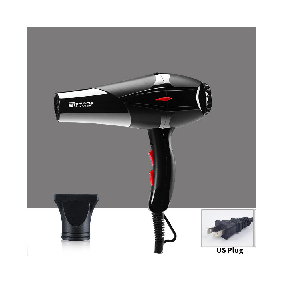 (Black US) High Wind Black Speed Hair Dryer With Concentrated Air Flow Barber Shop For