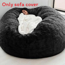 (Black, 150x75cm) Solid Large Color Soft Plush Portable Living Room Lazy Sofa Cover Bag Cover Bean