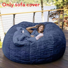 (Navy Blue, 150x75cm) Solid Large Color Soft Plush Portable Living Room Lazy Sofa Cover Bag Cover Bean