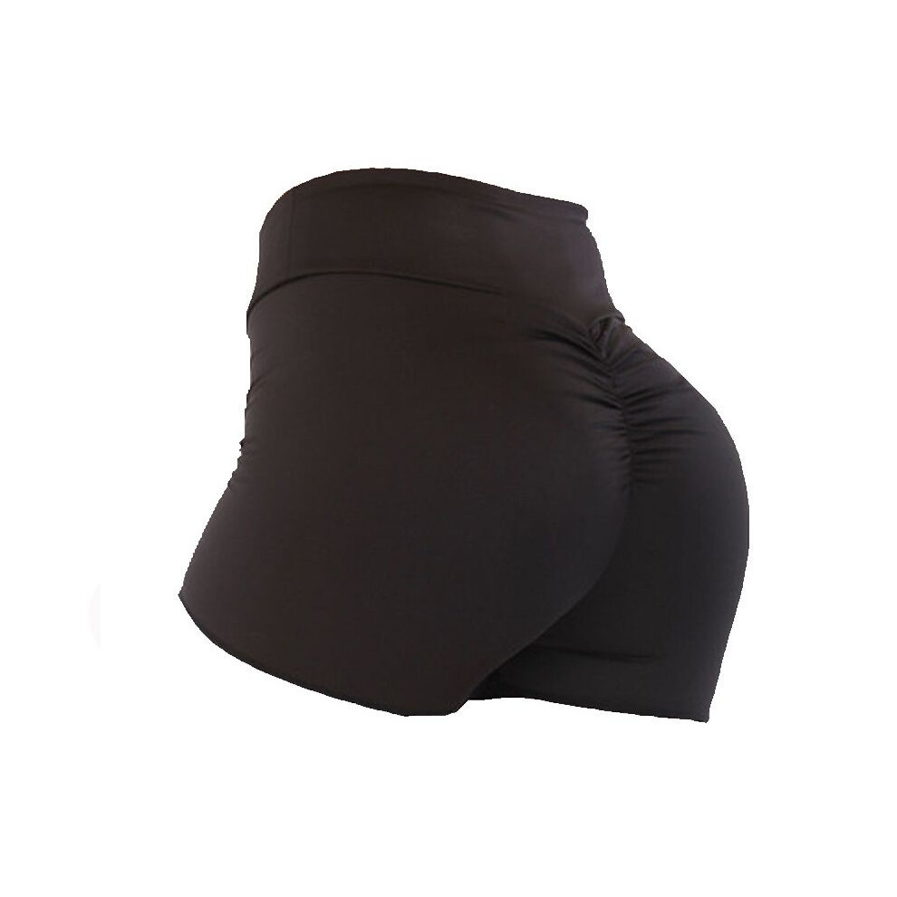 (Black, S) Womens High Waist Yoga Shorts Push Up Ruched Sports Hot Pants Gym Workout Casual-image-OPC-PJGYF82-NEW