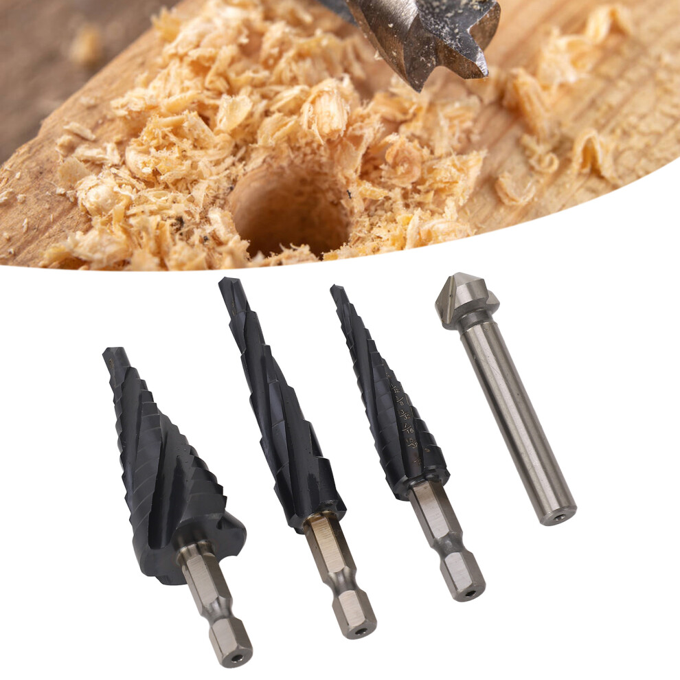 Versatile Step Drill Bit Set 4 Spiral Flute M35 Cobalt 1/4 Inch Shank-image-OPC-PJGYT6S-NEW