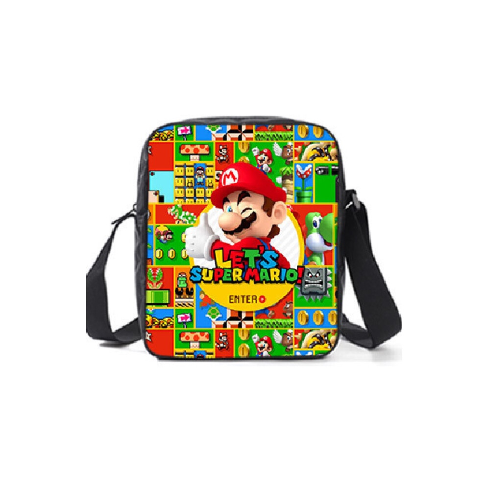 (Style J Crossbodybag) Mario Cartoon Super Backpack Student Crossbody Travel Lunch Bag Kid Gift Pencase