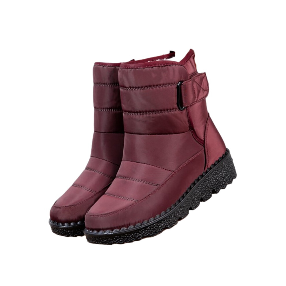(Wine Red,42)Bottes de neige femme cheville hiver chaud fourrure doublée imperméable antidérapantes