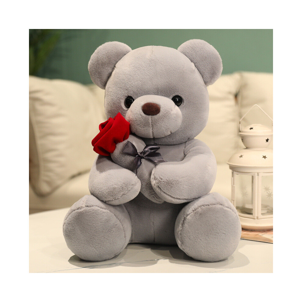 (Gray, 35cm) Teddy Bear Rose Plush Toy With Pp Cotton Filling Romantic Gifts Doll Decor Home-image-OPC-PJGZMRD-NEW