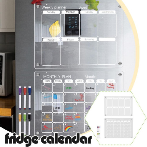 Weekly Plan Notes Message Board Erasable Weekly Planner Board 3D Acrylic Magnetic Suction Fridge Office Accessories 2