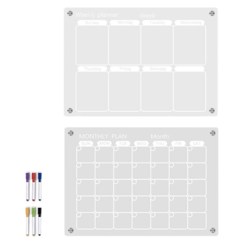 Weekly Plan Notes Message Board Erasable Weekly Planner Board 3D Acrylic Magnetic Suction Fridge Office Accessories