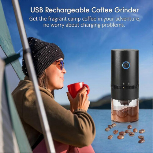 Electric Coffee Grinder,  Electric Small Automatic Conical Burr Coffee Grinder, Usb Rechargeable 2