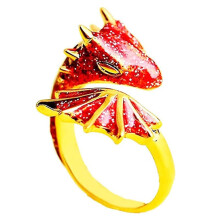 Vintage Open Ring Alloy, Adjustable, For Girls, Anniversary Banquet Hand Jewelry, Red Holiday Gift Accessory
