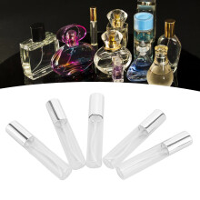 5 Stück klare Glasflaschen 10 ml silberne Düse Zylinder